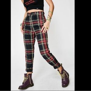Dolls Kill Love Too True plaid trousers